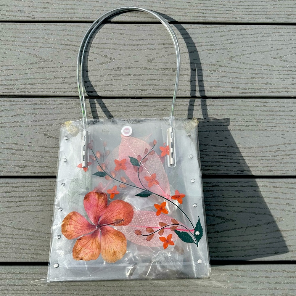 New Pressed Flower Clear Tote Bag
